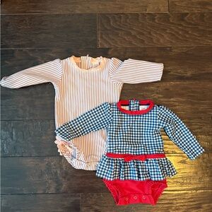 Ruffle Butts 2 pack Striped and Gingham Baby Swim Suit Set